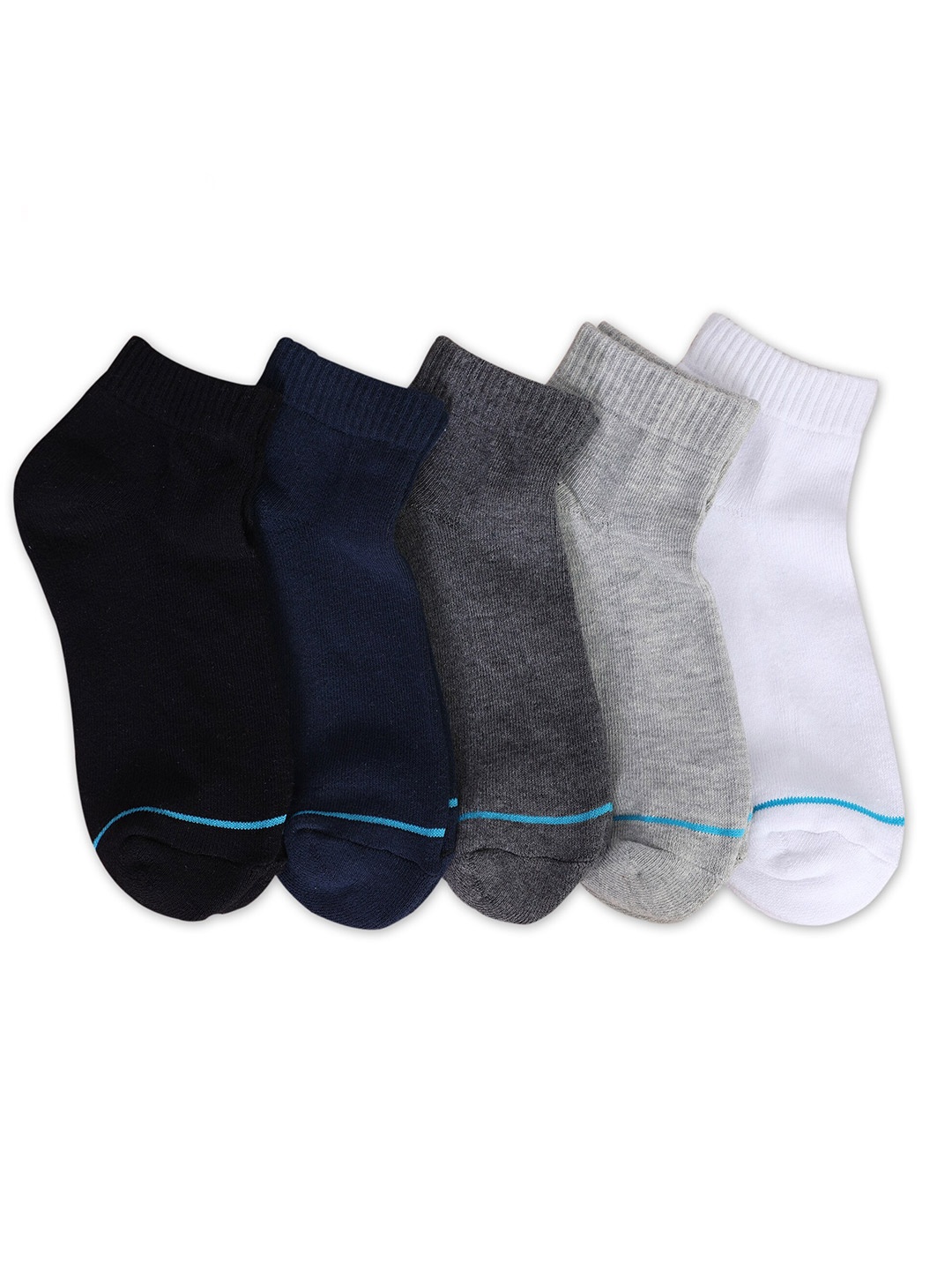 

FABdon Men Pack Of 3 White Solid Ankle Length Socks, Navy blue