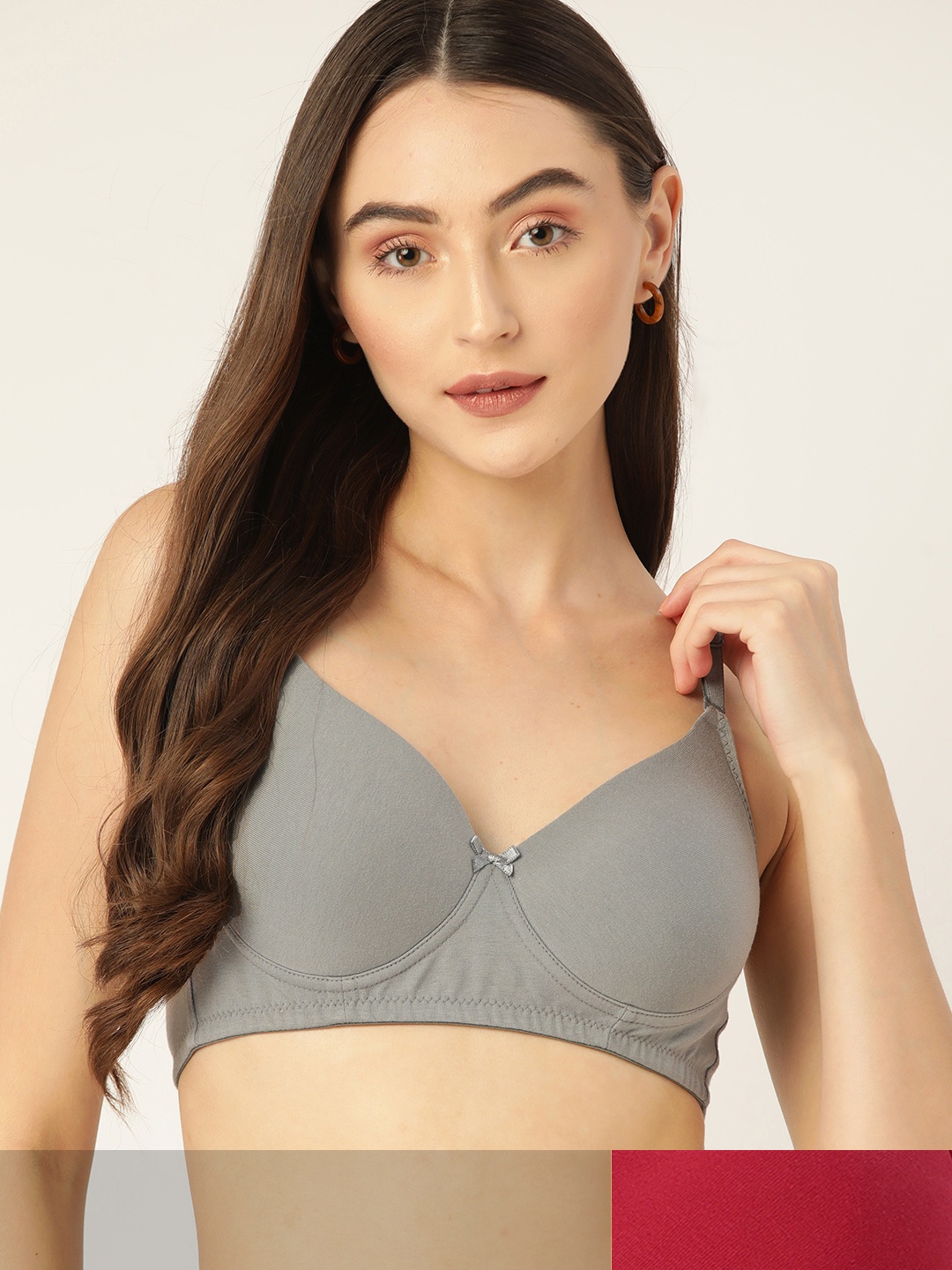 

DressBerry Women Pack Of Two Solid T-shirt Bra, Grey