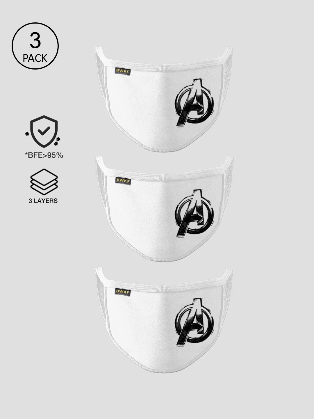 

Bewakoof Pack Of 3 Black & White Printed 3-Ply Reusable Outdoor Cloth Mask