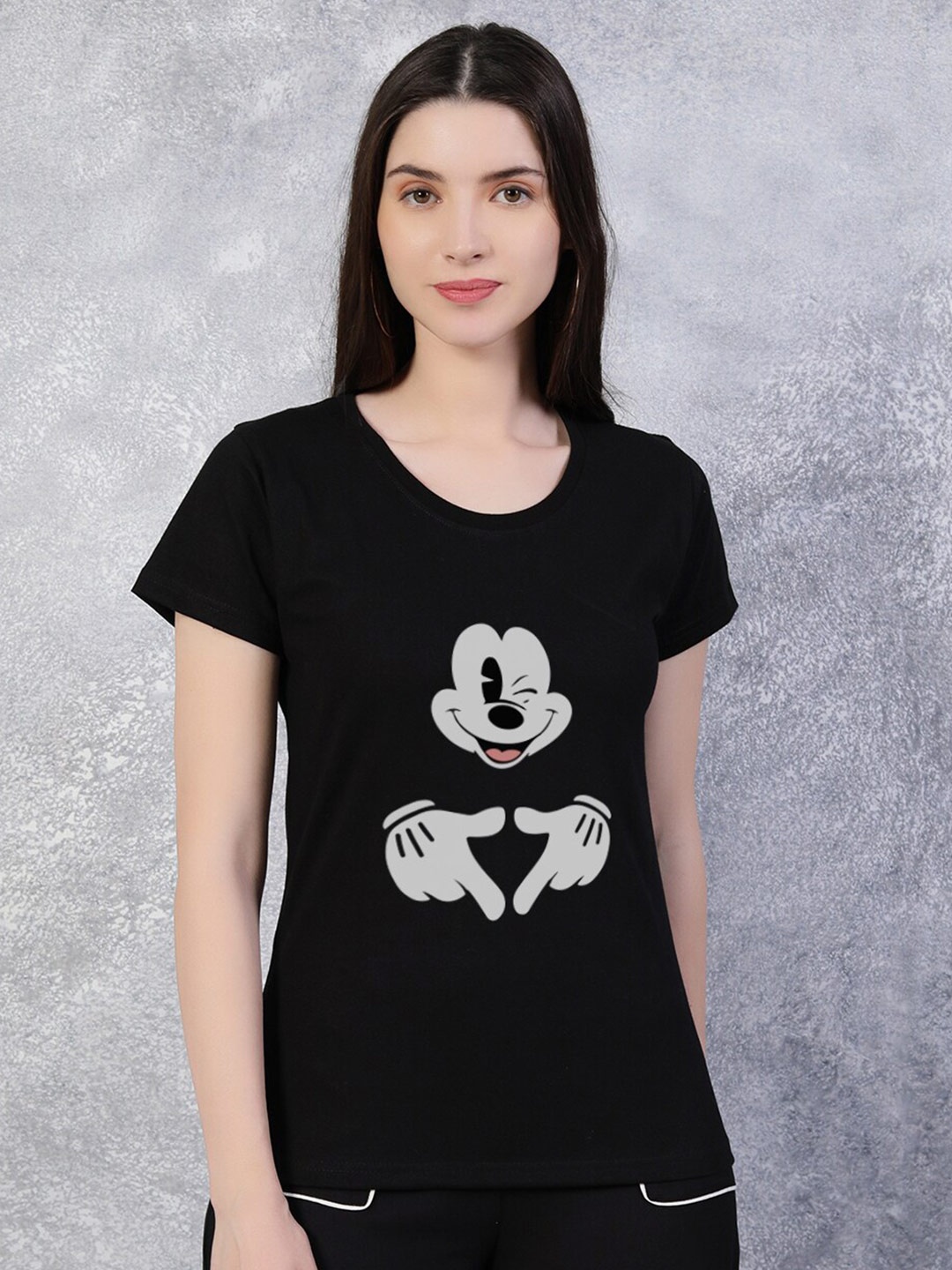 

TheBlackLover Women Black & White Printed T-shirt