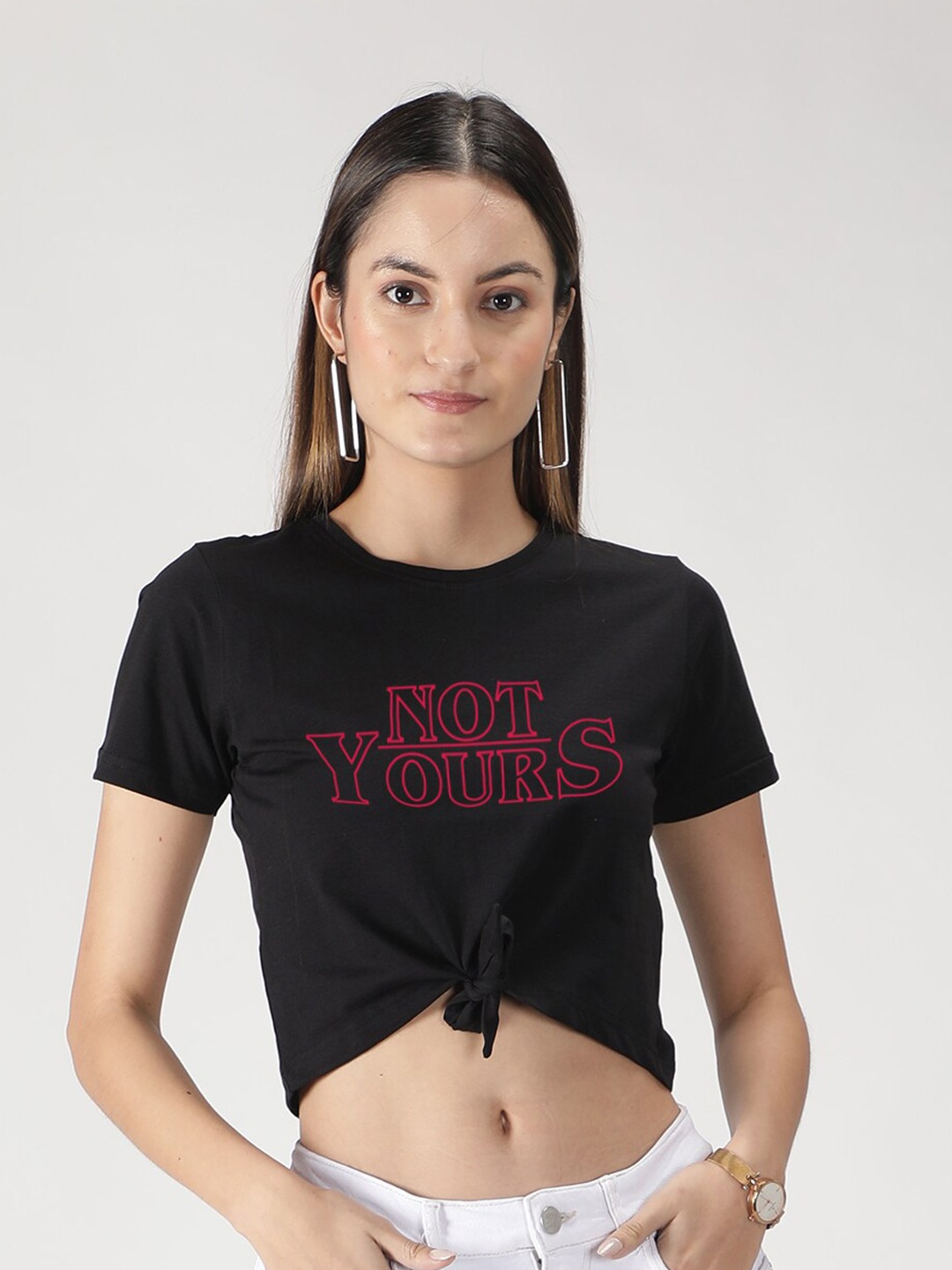 

TheBlackLover Women Black Typography Printed T-shirt