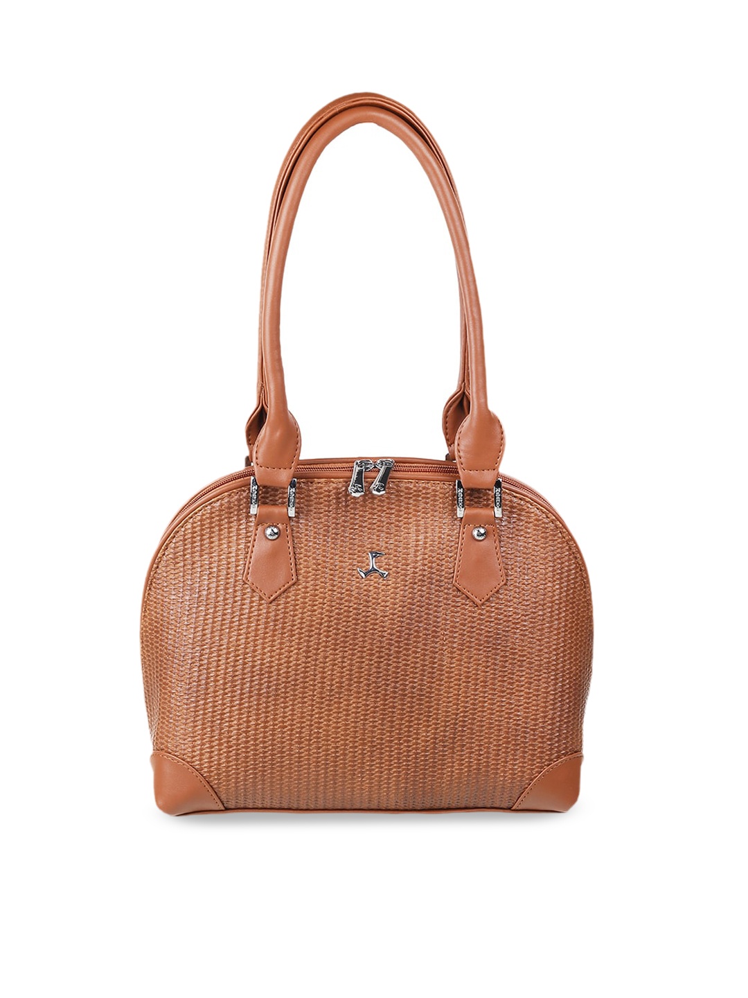 

Mochi Women Tan Textured Structured Satchel with Cut Work