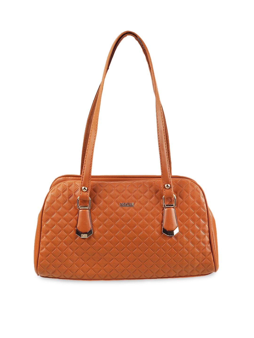 

Mochi Women Tan Bowling Satchel with Quilted