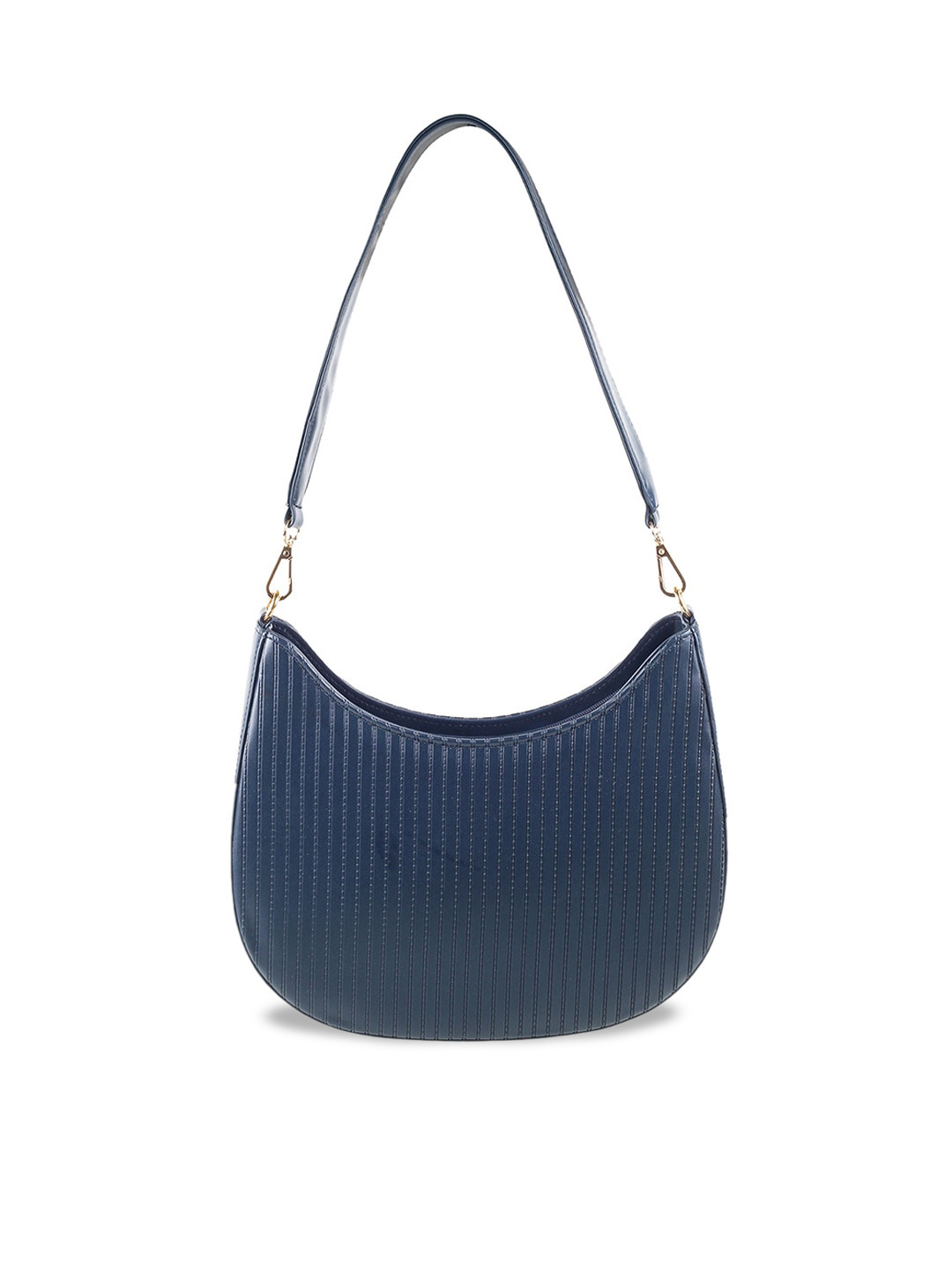 

Mochi Blue Striped Half Moon Hobo Bag