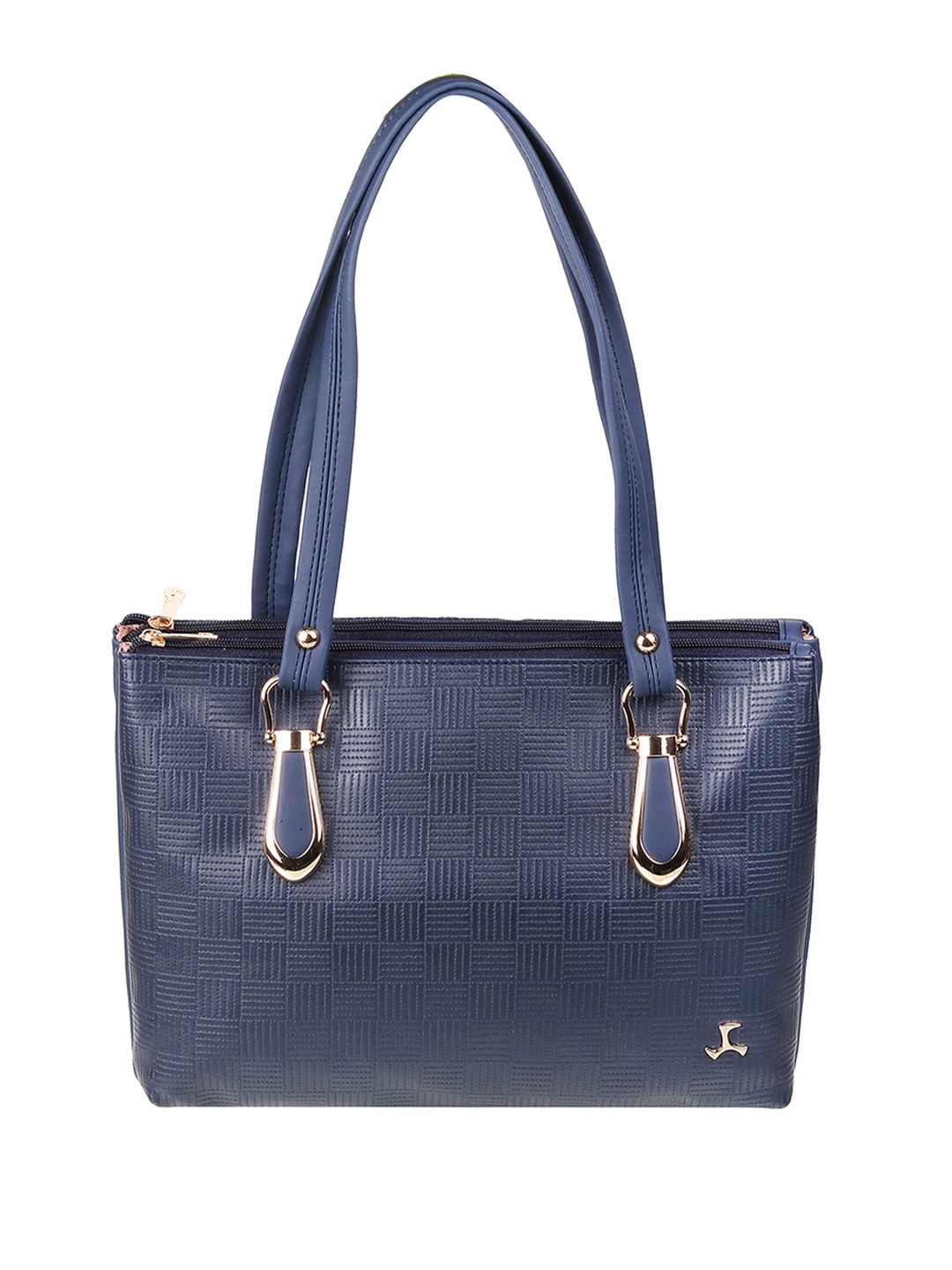 

Mochi Blue Checked Structured Shoulder Bag