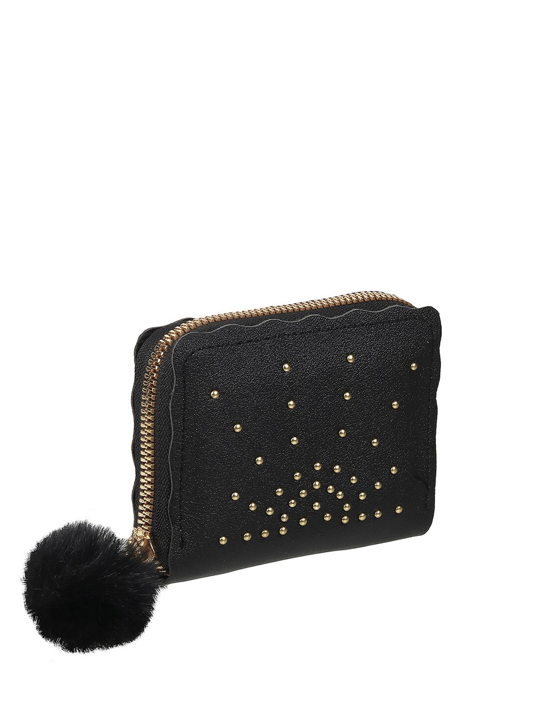 

WALKWAY by Metro Women Black Geometric Textured Zip Around Wallet