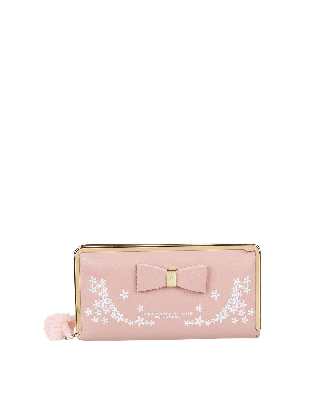 

WALKWAY by Metro Women Peach-Coloured & White Floral Printed Zip Around Wallet