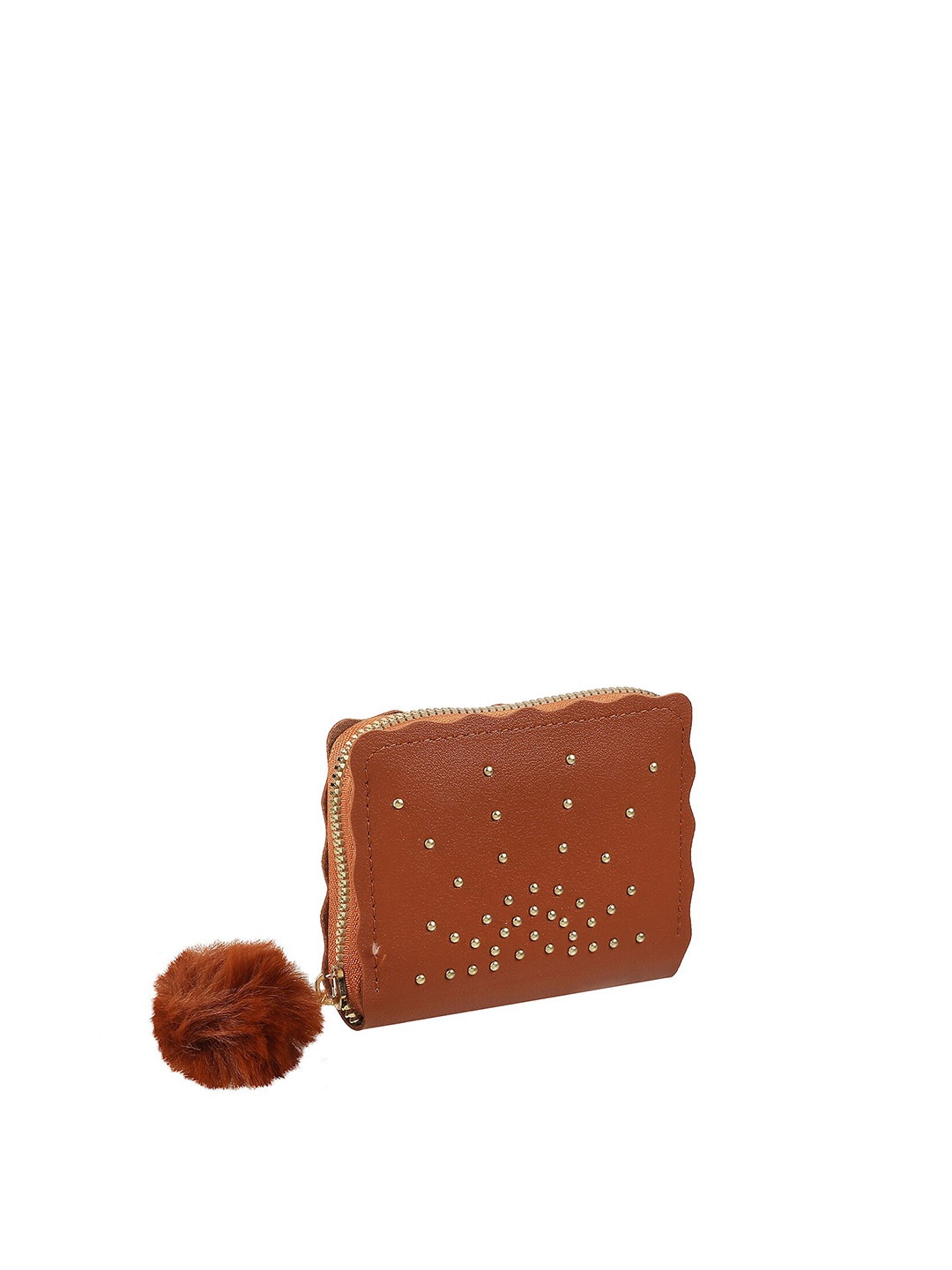 

WALKWAY by Metro Women Tan & Gold-Toned Embellished Money Clip