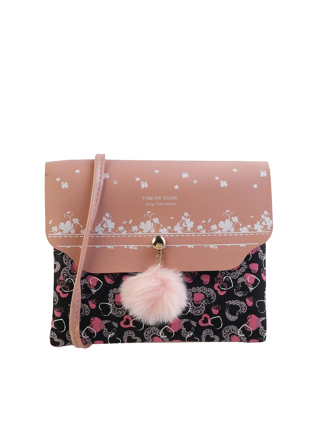 

WALKWAY by Metro Women Peach-Coloured & Black Abstract Printed Wallet