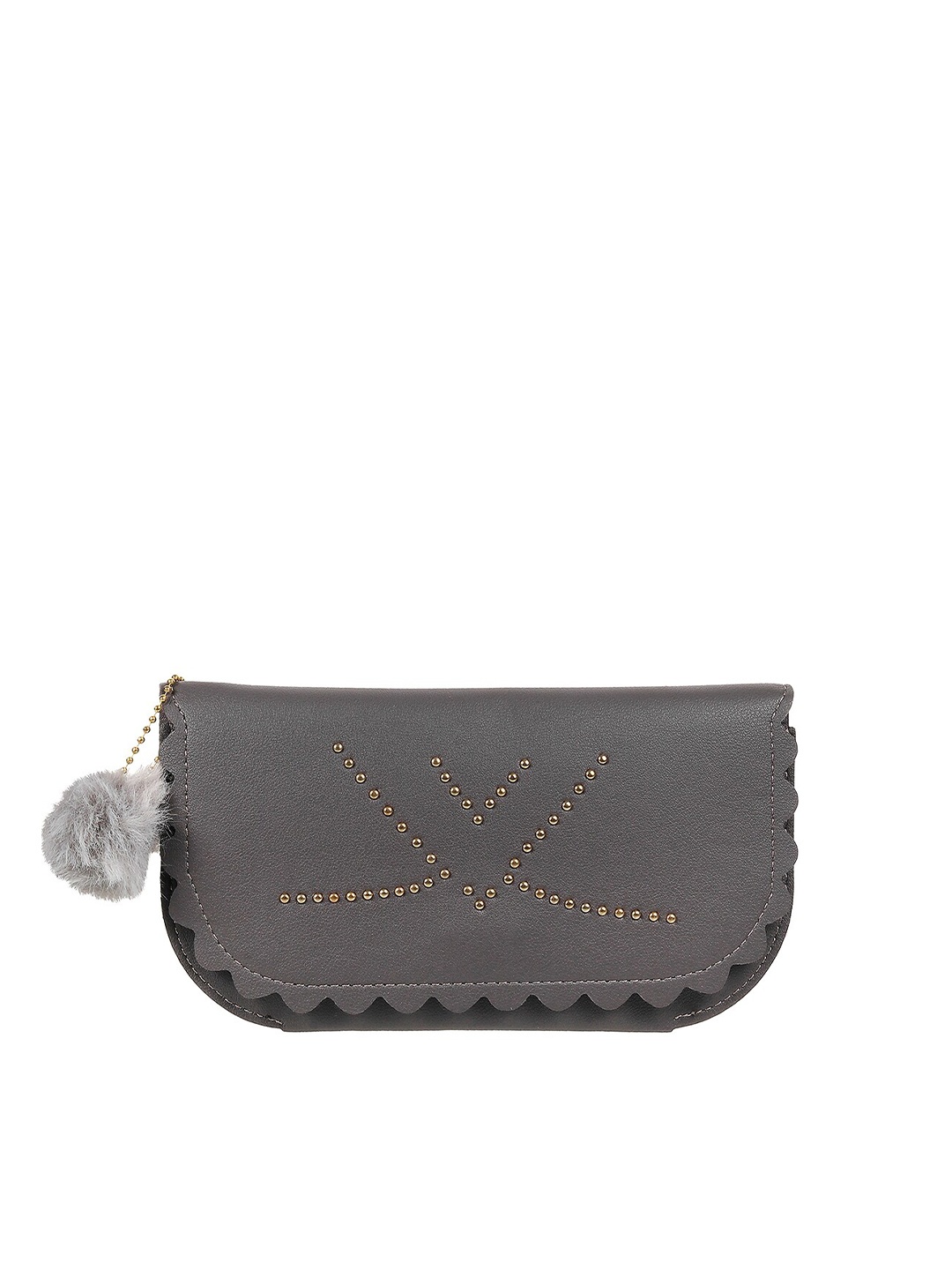 

WALKWAY by Metro Women Grey & Gold-Toned Embellished Envelope