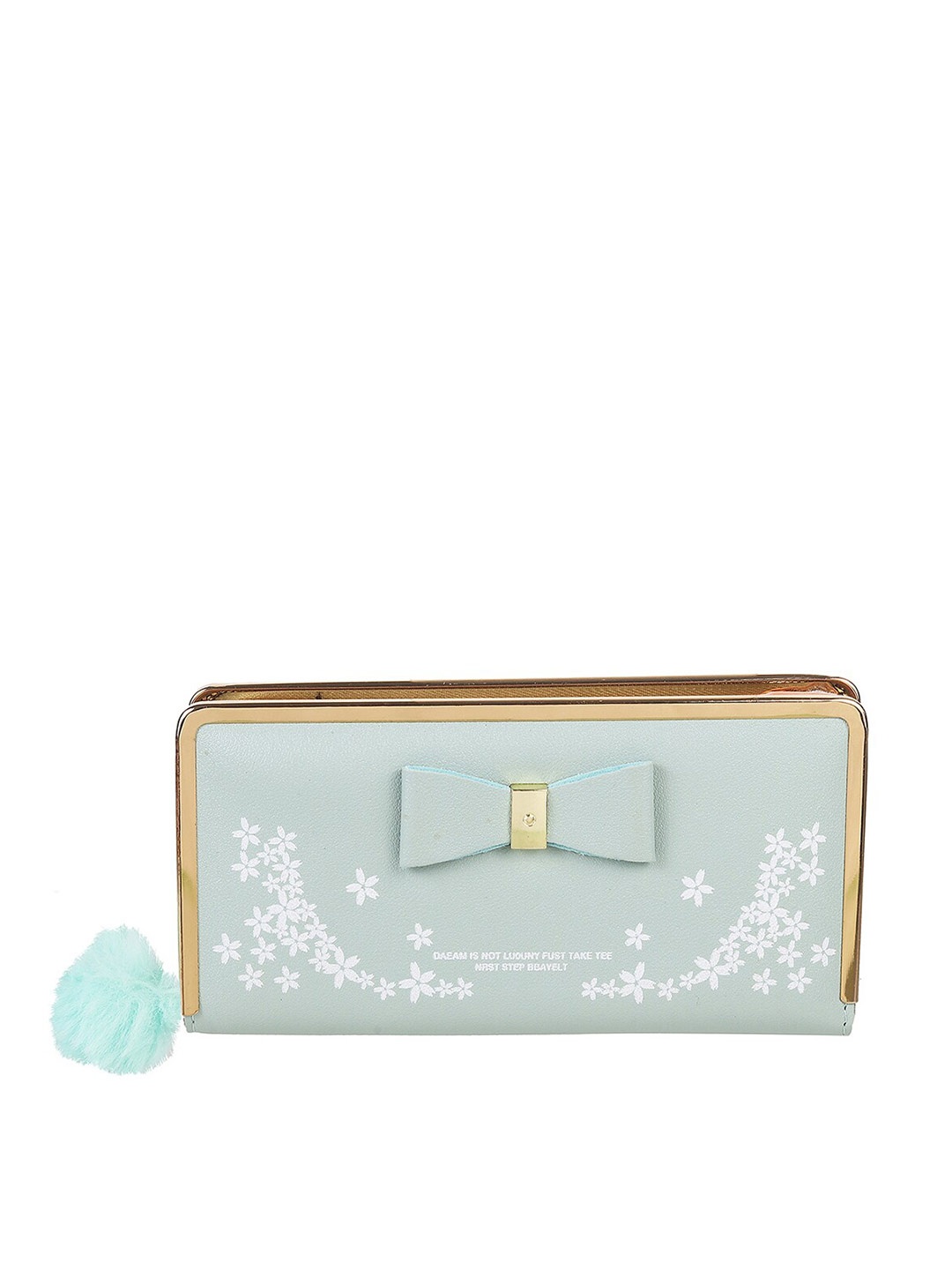 

WALKWAY by Metro Women Green & White Floral Printed Bow Detail Zip Around Wallet