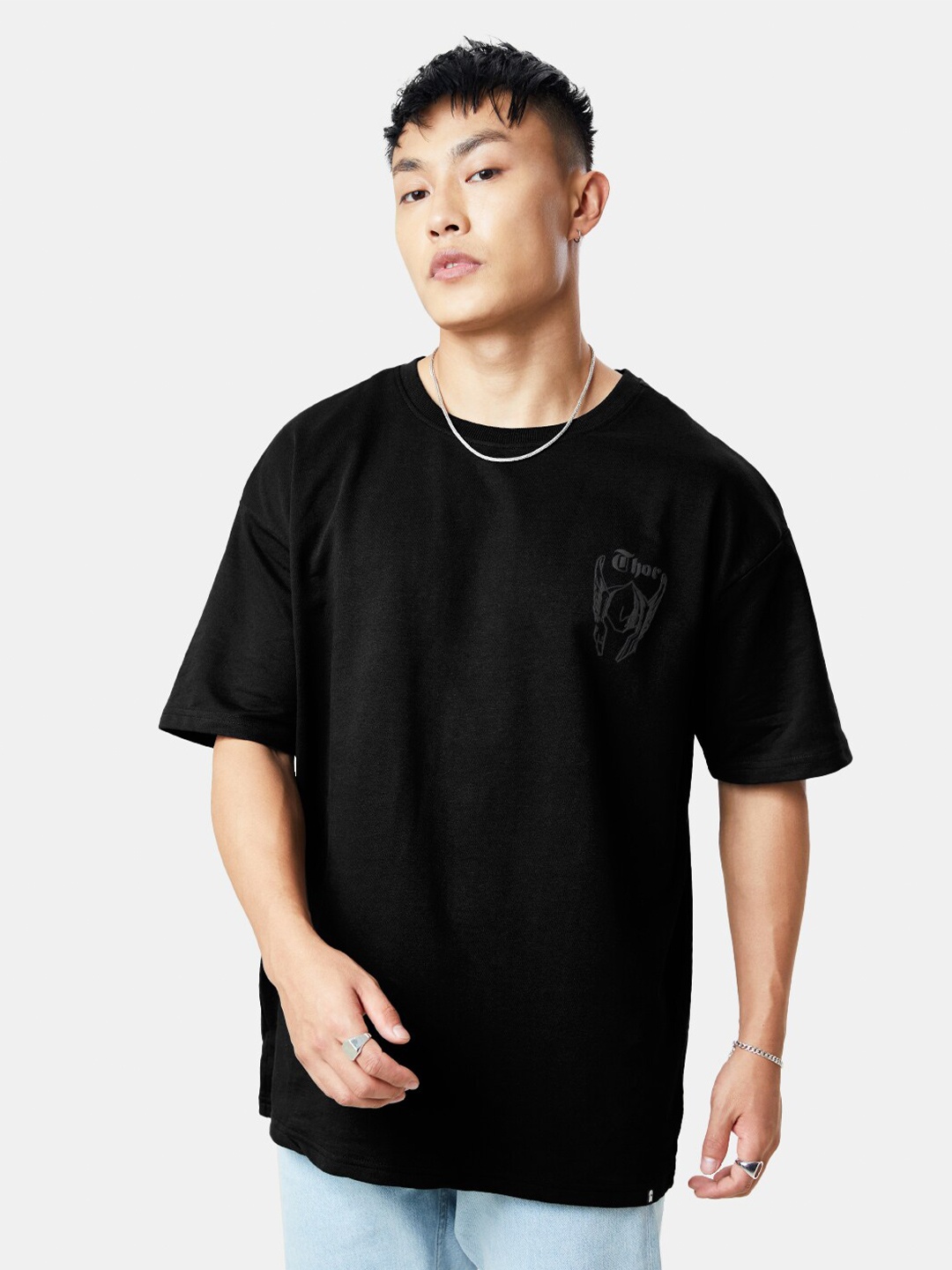 

The Souled Store Thor The Mighty Back Print Oversized T-Shirt, Black
