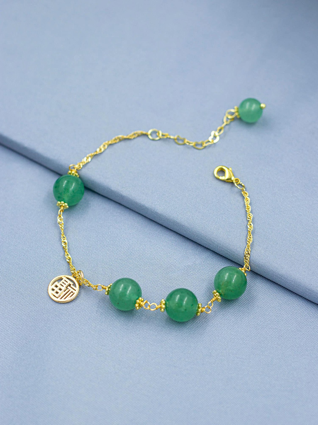 

Bellofox Women Gold-Toned & Green Link Bracelet