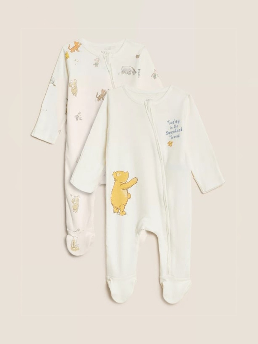 

Marks & Spencer Kids-Unisex Pack of 2 Cream-Coloured Printed Bodysuit
