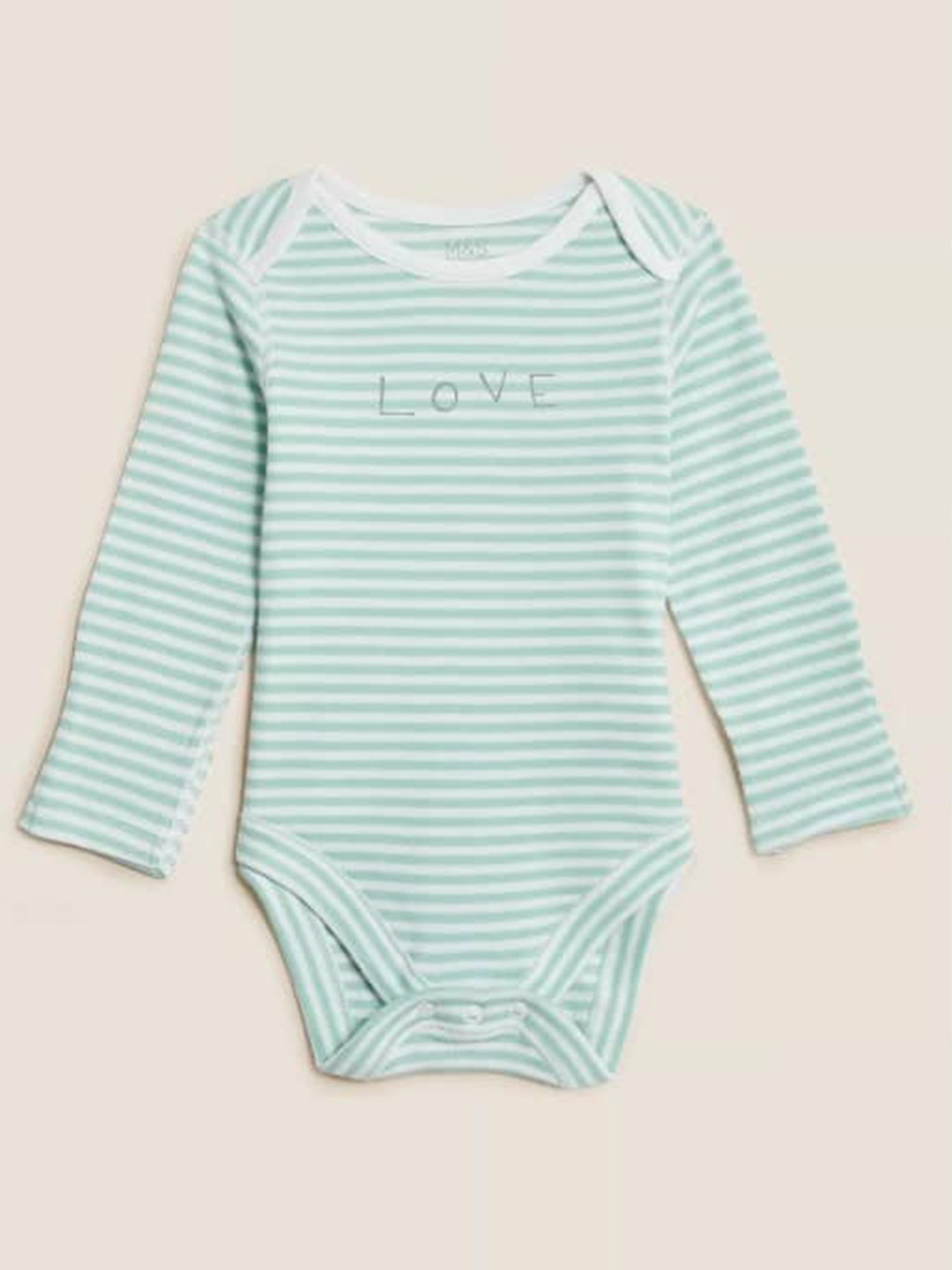 

Marks & Spencer Kids Green & White Striped Pure Cotton Bodysuit