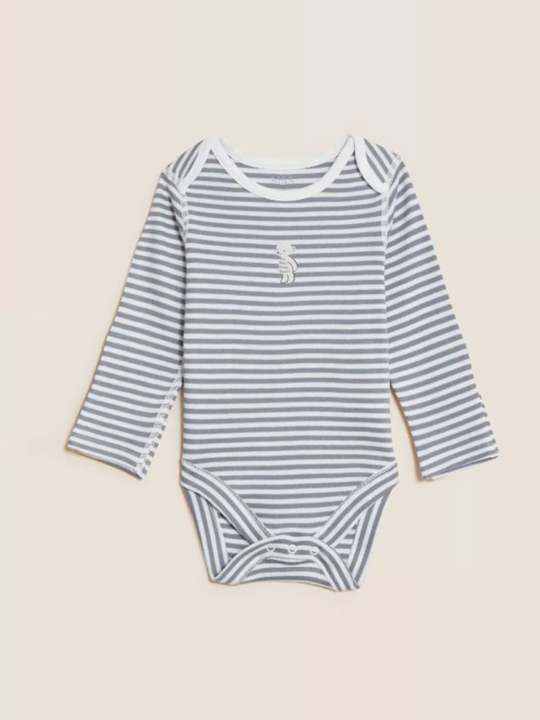 

Marks & Spencer Kids Grey & White Striped Sleepsuit