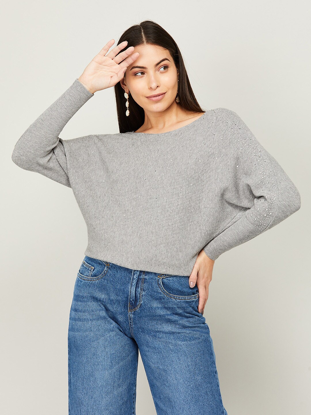 

CODE by Lifestyle Women Grey Viscose Rayon Sweatshirt