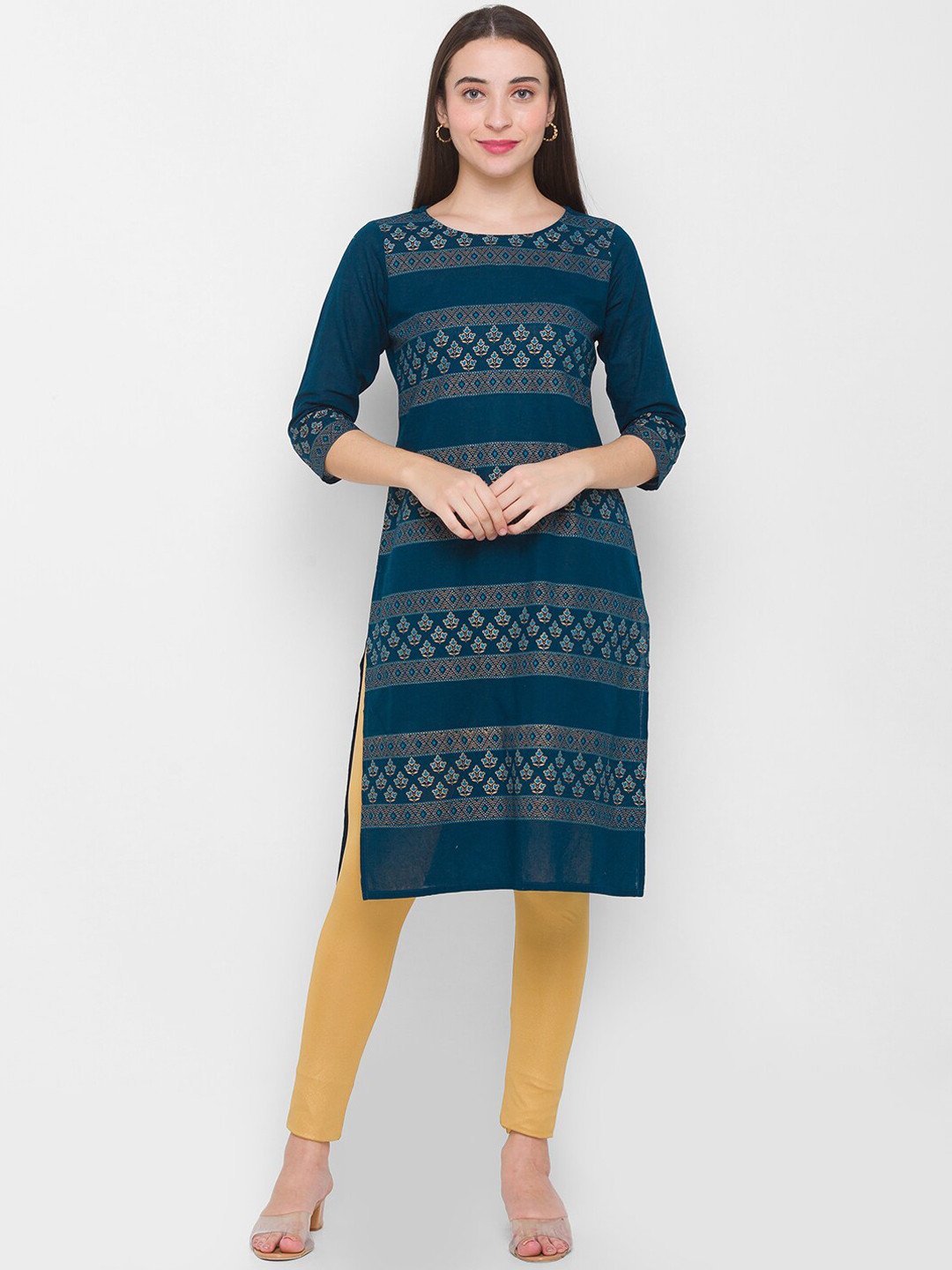 

Globus Women Blue Geometric Printed Kurta