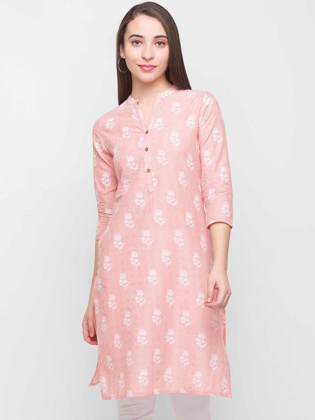 

Globus Women Pink Floral Printed Kurta