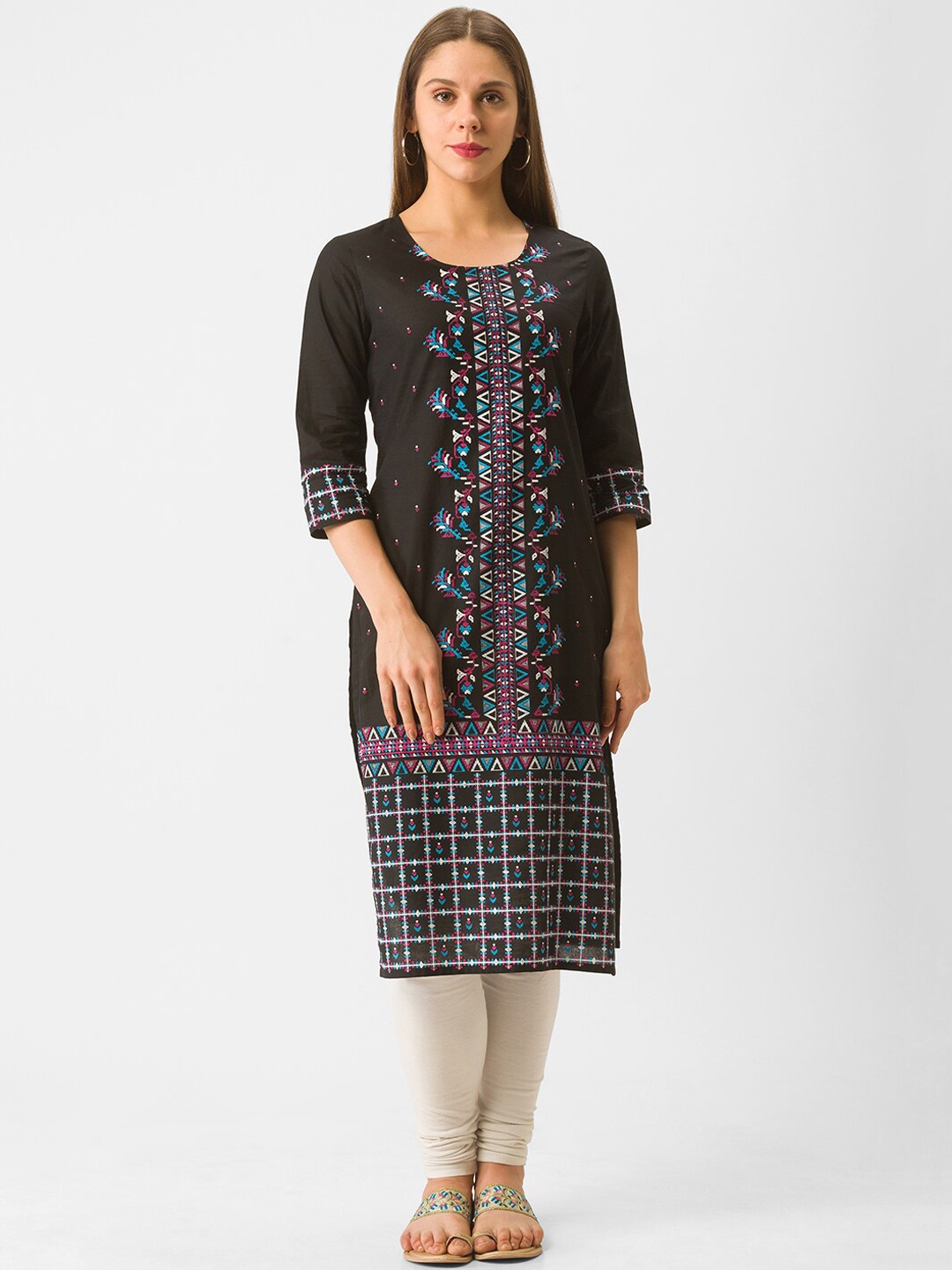 

Globus Women Black & Pink Printed Kurta