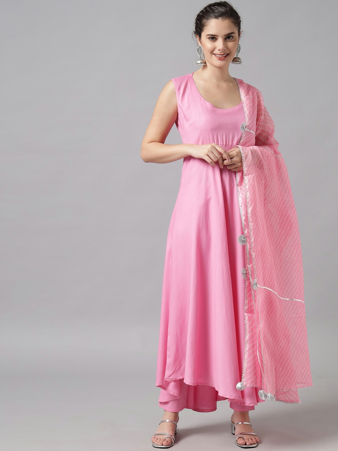 

Meeranshi Women Pink Gotta Patti Pure Cotton Kurta with Churidar & With Dupatta