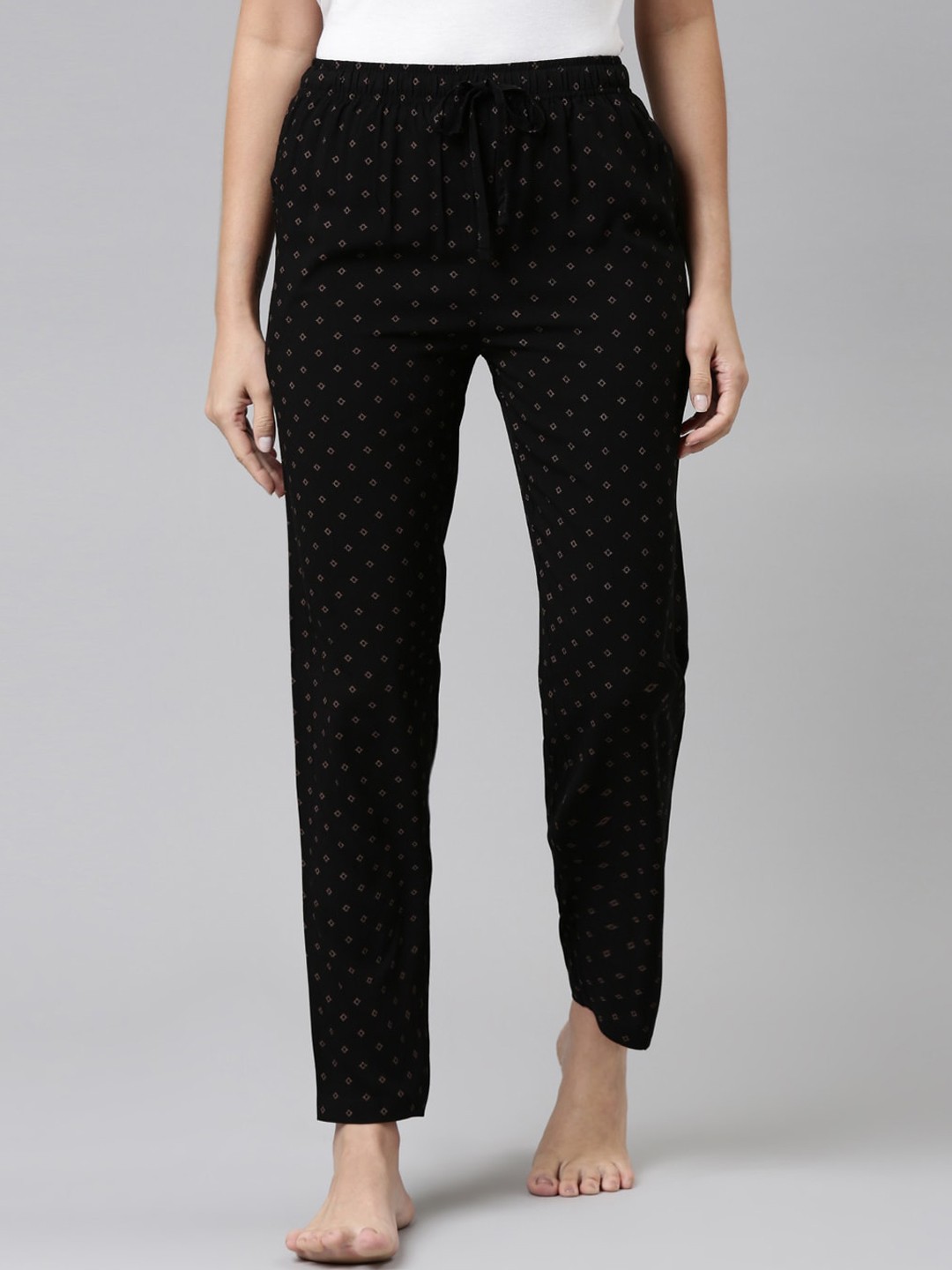 

Go Colors Women Black Printed Relaxed-Fit Lounge Pants