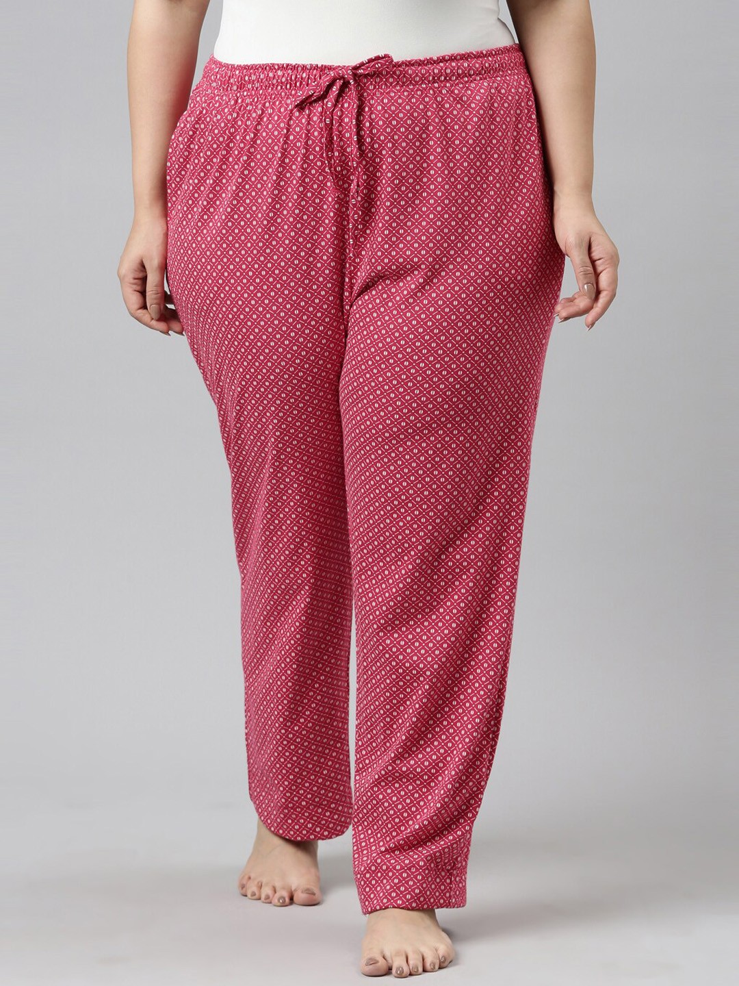 

Go Colors Women Plus Size Red Printed Relaxed-Fit Lounge Pant 8905344121874-Red