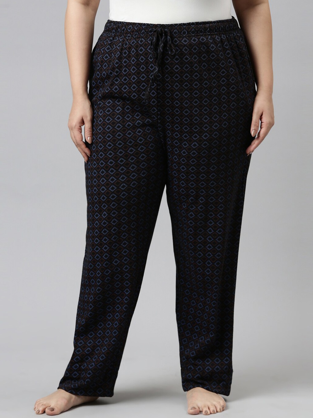 

Go Colors Women Black Checked Relaxed Fit Lounge Pants