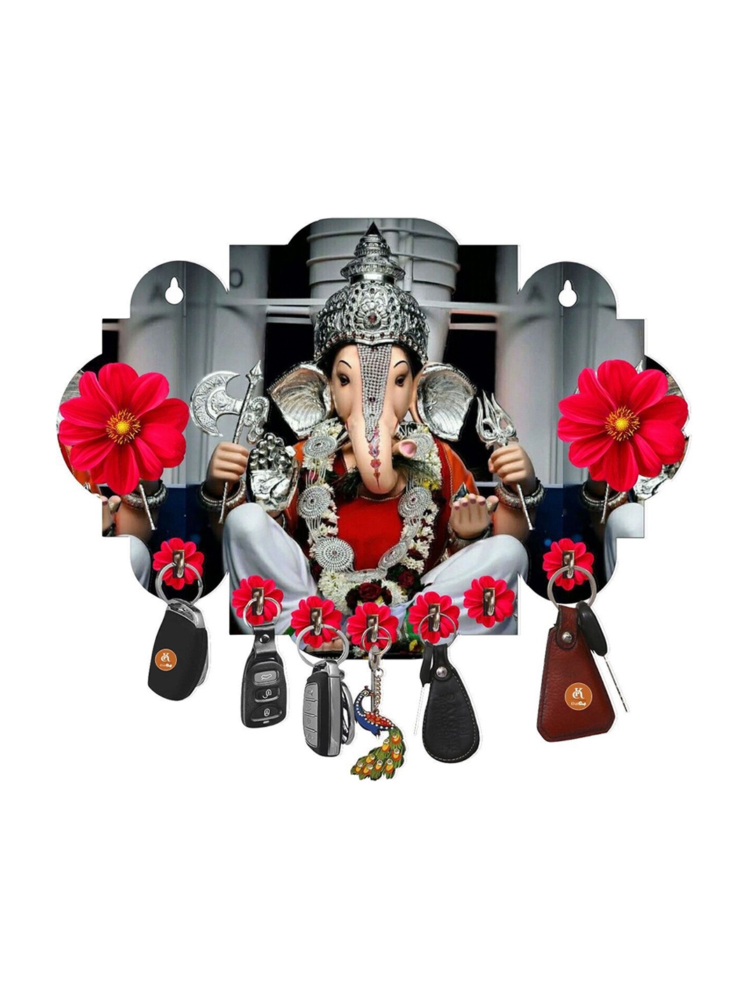 

Fashion Bizz Grey & Pink Ganesha Key Holder With 7 Hooks