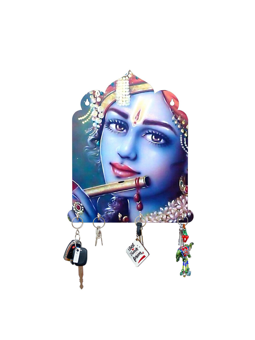 

Fashion Bizz Blue Printed Krinshna Face Key Holders With 6 Hooks