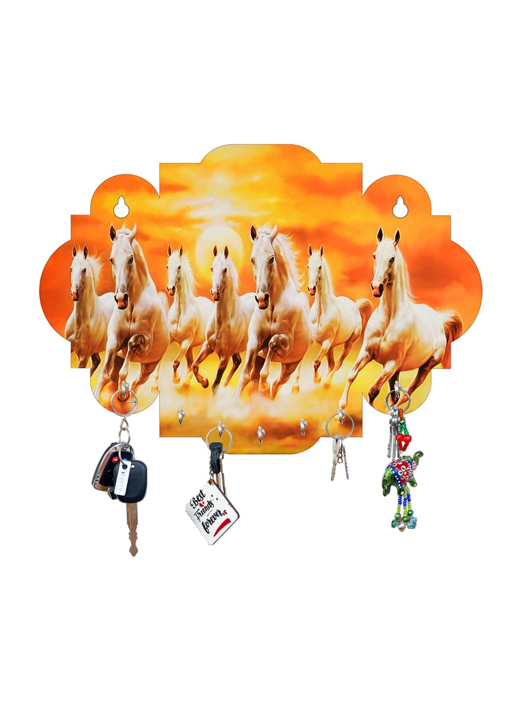 

Fashion Bizz Orange Printed 7 Horses Key Holders, Multi