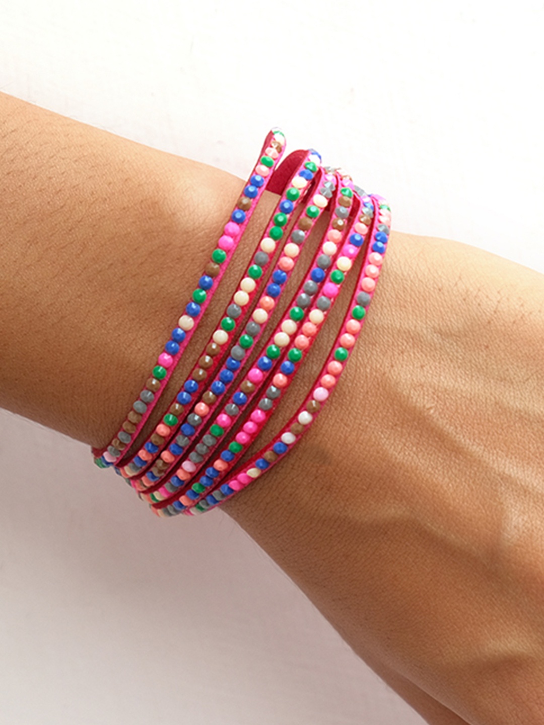 

Ayesha Women Pink Multi-Strand Wraparound Bracelet