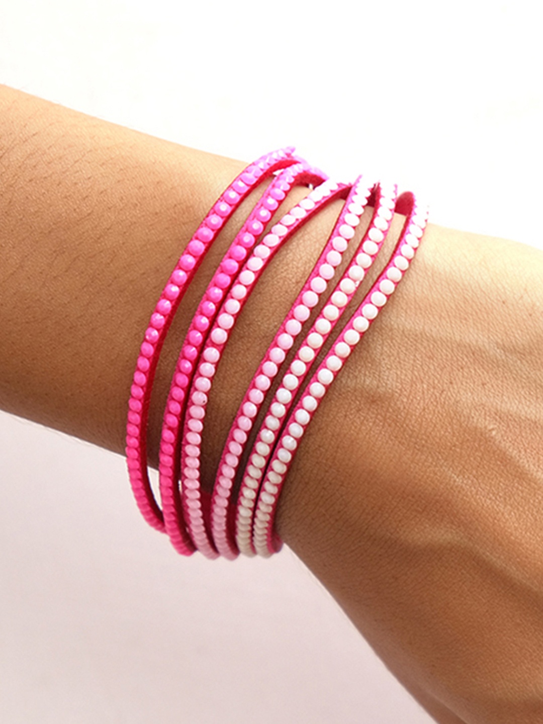 

Ayesha Women Red & White Beaded Multi-Strand Wraparound Bracelet