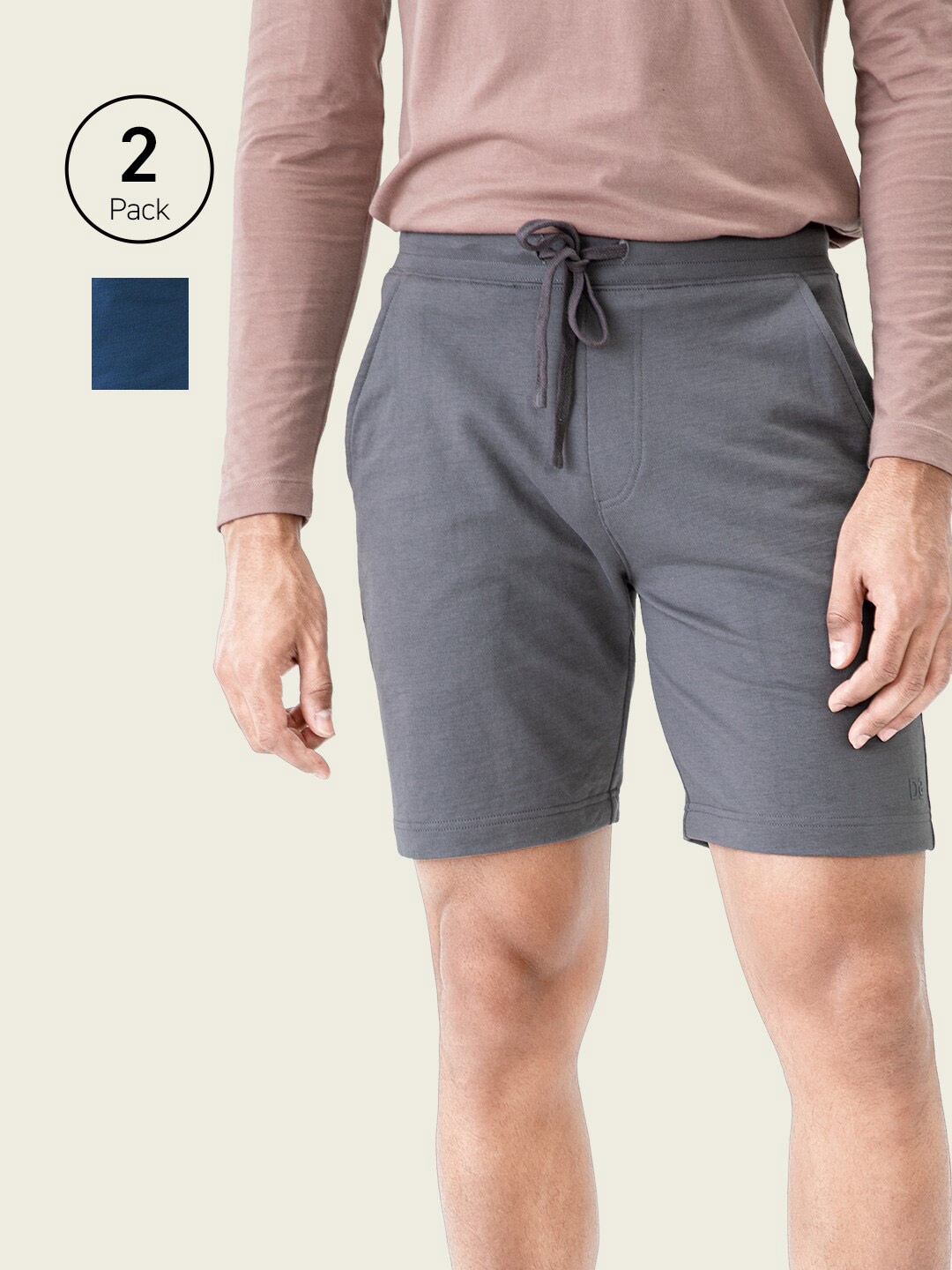

DAMENSCH Men Pack Of 2 Grey & Blue Lounge Shorts