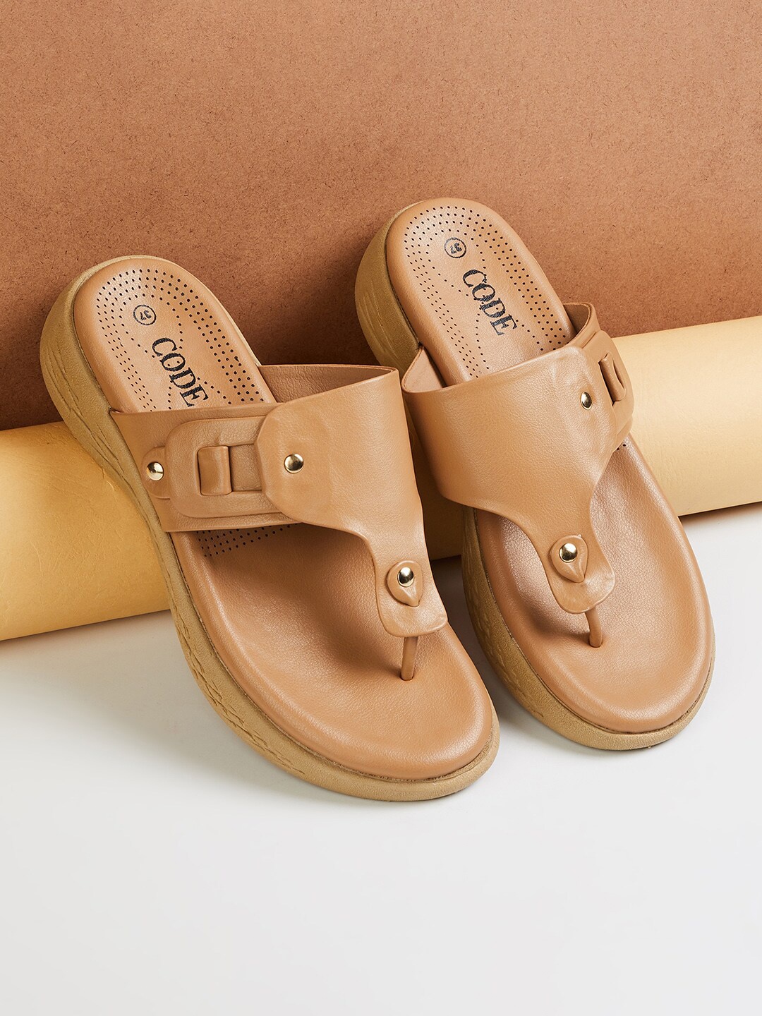 

CODE by Lifestyle Women Brown T-Strap Flats