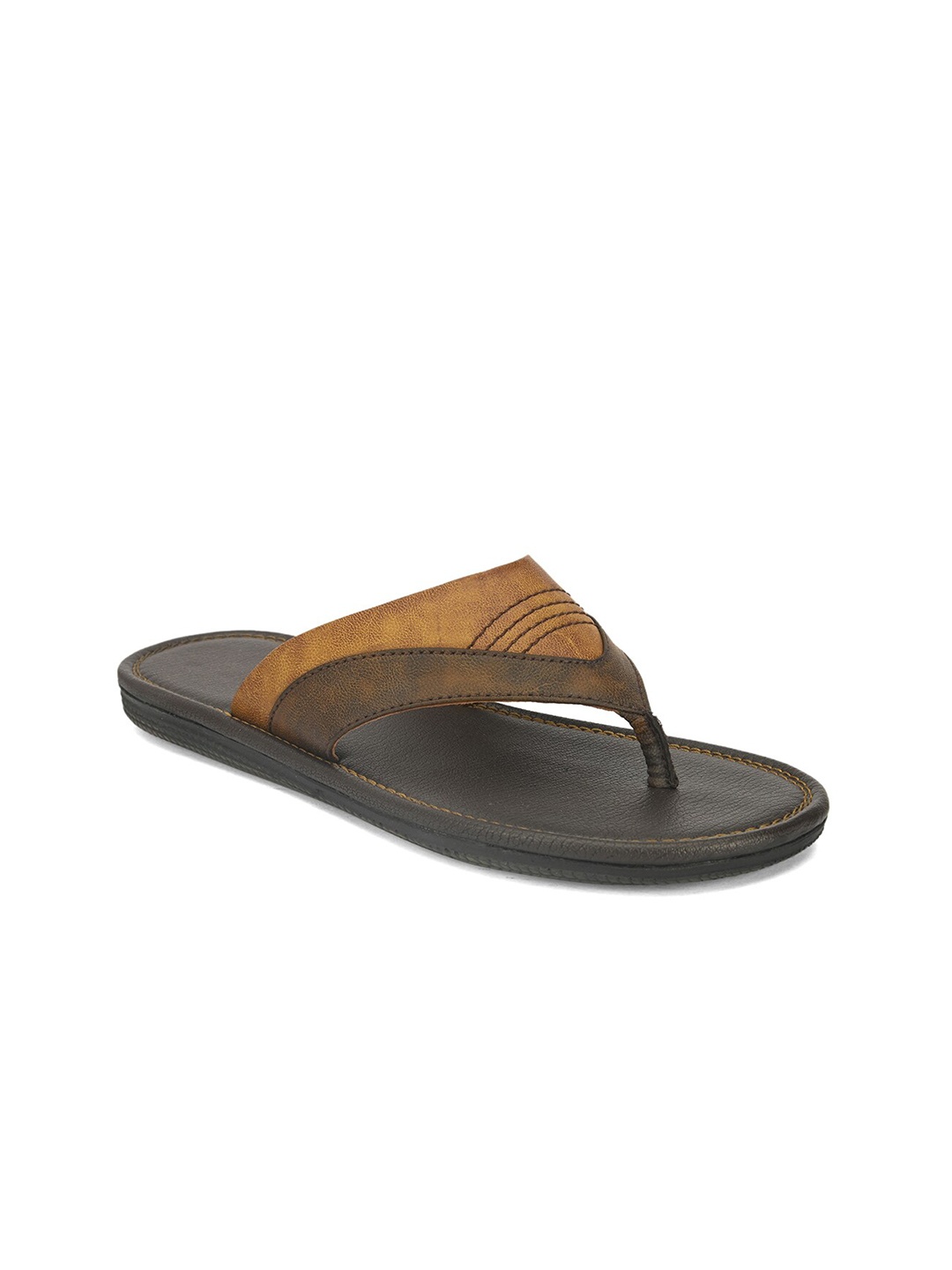 

birgos Men Tan Solid Comfort Sandals