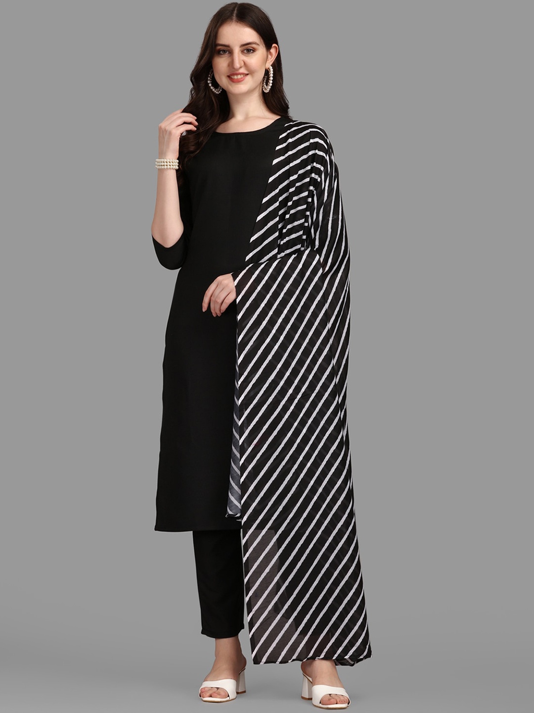 

Anaita Women Black Kurta with Trousers & With Dupatta