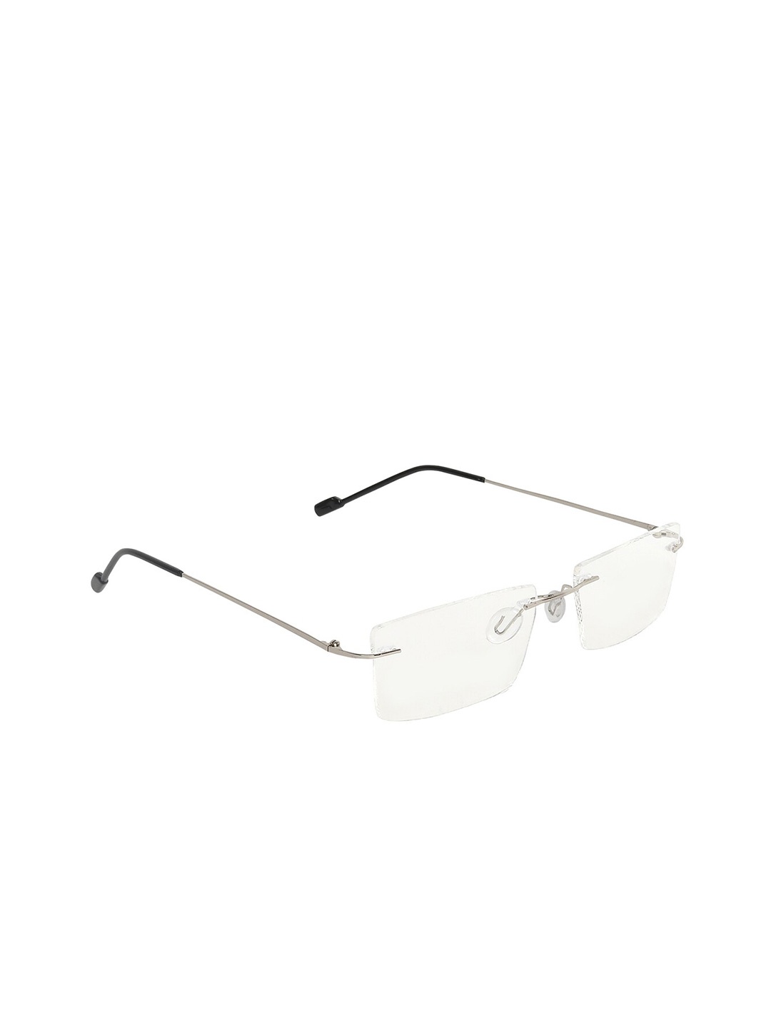 

GARTH Unisex Clear Lens & Gunmetal-Toned Rectangle with UV Protected Lens Sunglasses, Transparent