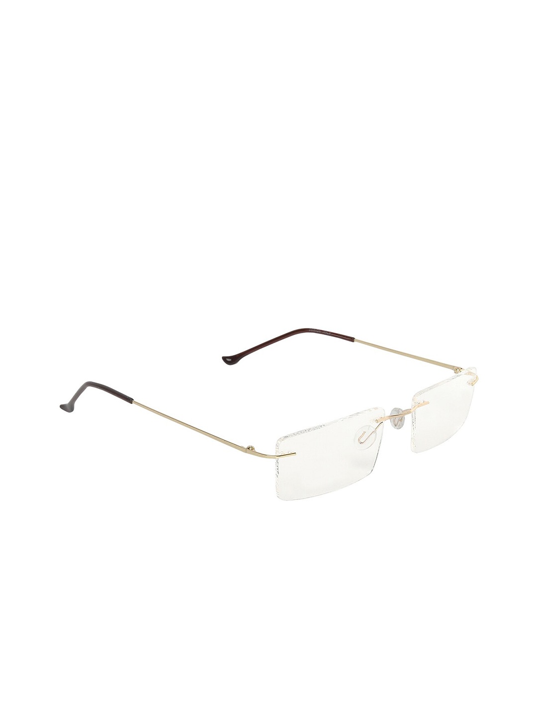 

GARTH Unisex Clear Lens & Gold-Toned Rectangle Sunglasses with UV Protected Lens, Transparent