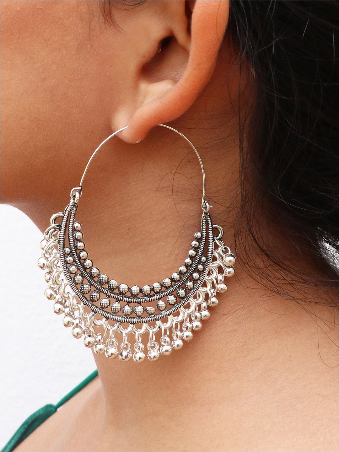 

Ayesha Silver-Plated Contemporary Hoop Earrings