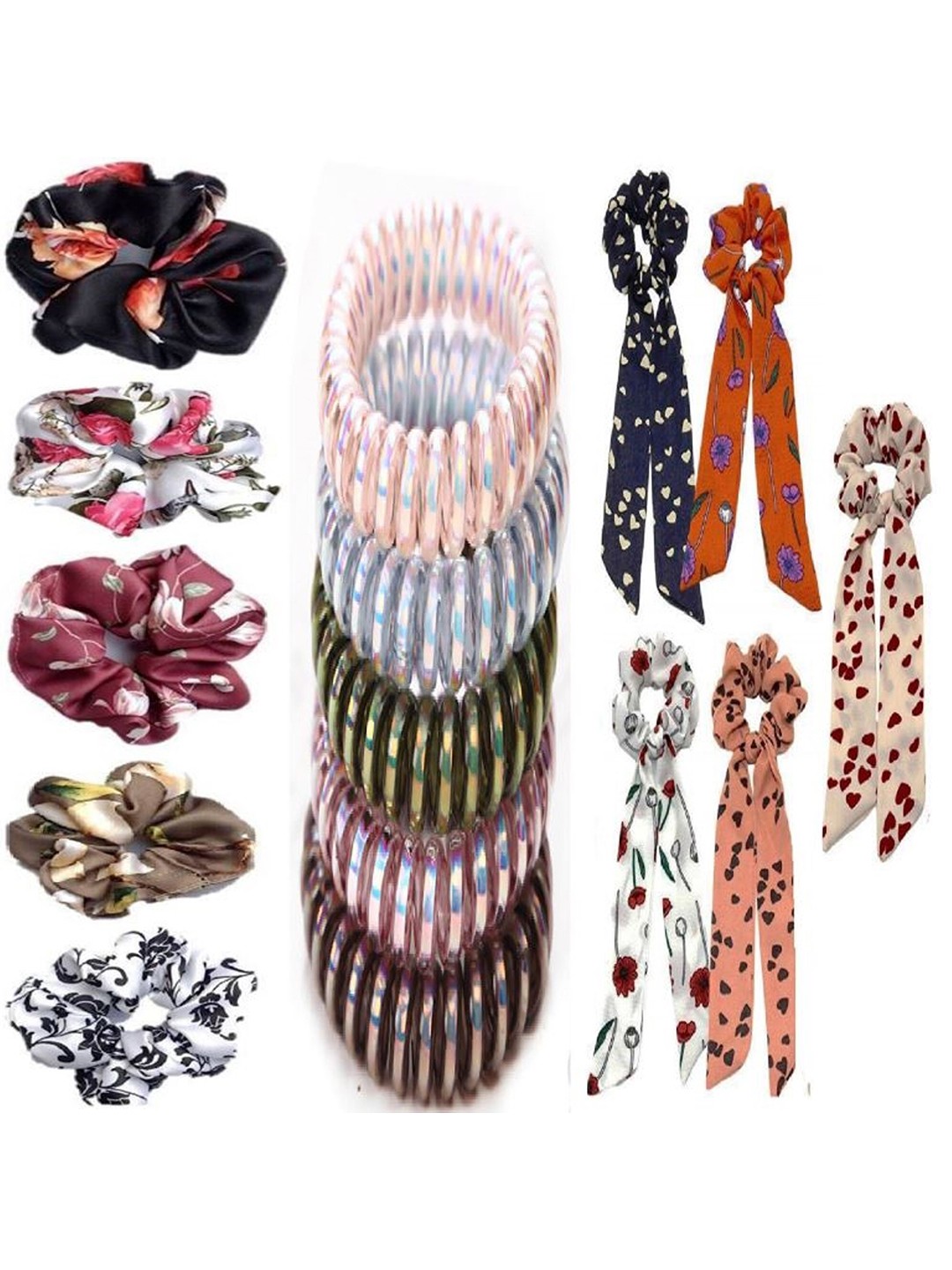 

DIAN Multicolor Pack of 15 Ponytail Holders, Green