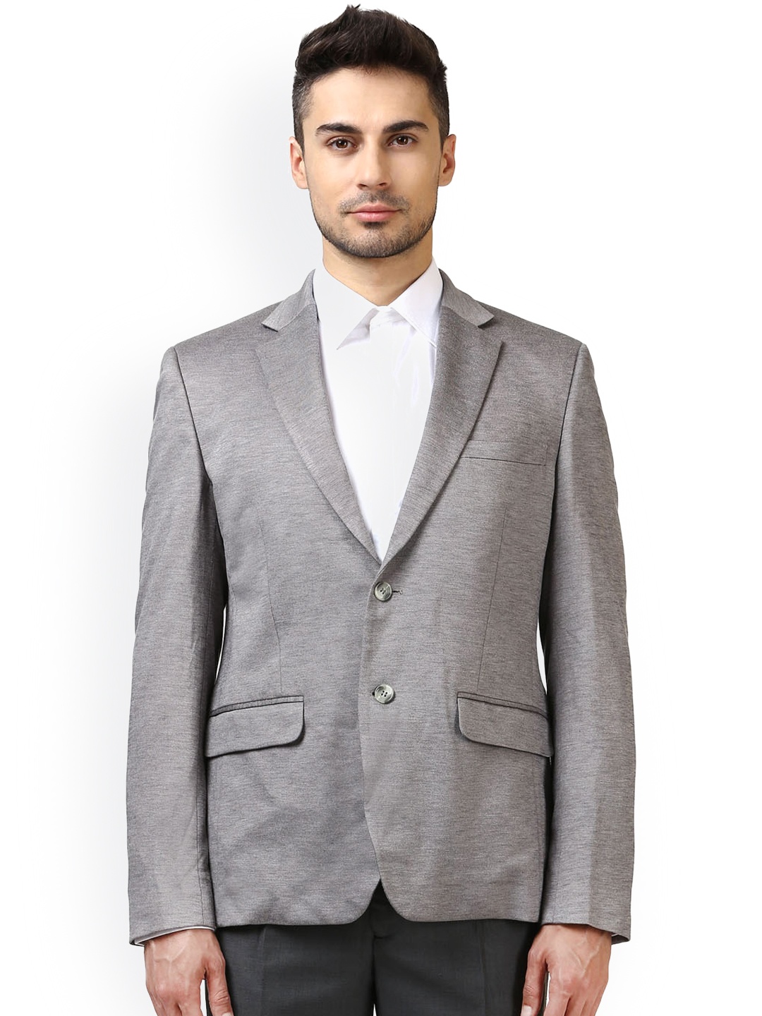 

Park Avenue Grey Single-Breasted Slim Fit Formal Blazer