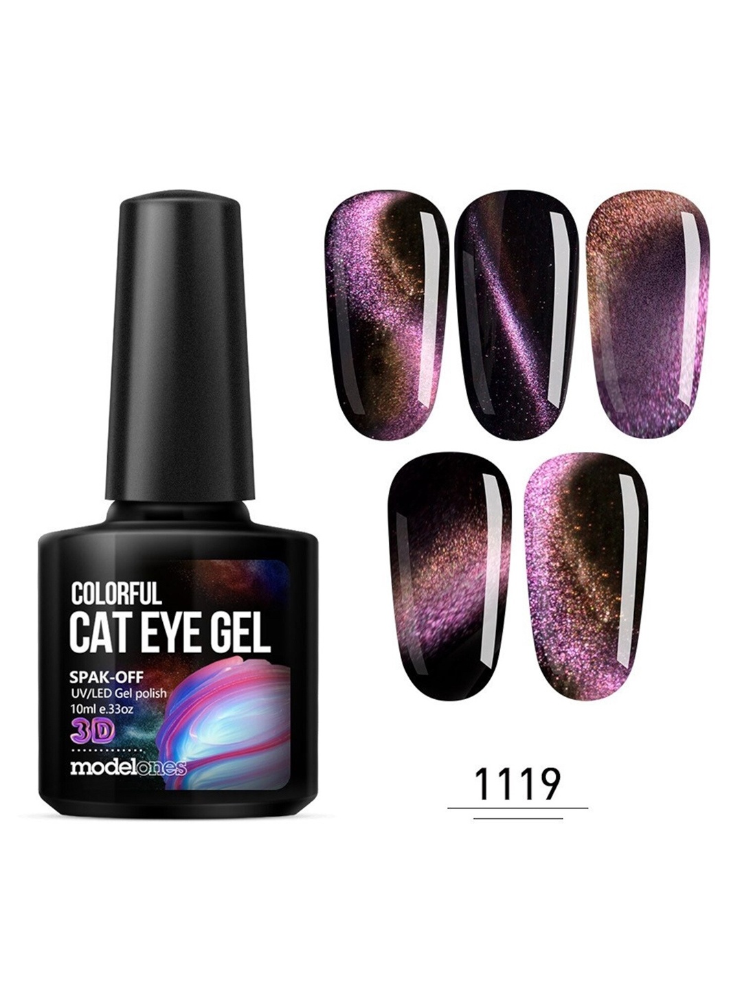 

Modelones 3D Cat Eyes Chameleon Magnetic Soak Off Nail Gel Polish - 1119 10 ml, Multi