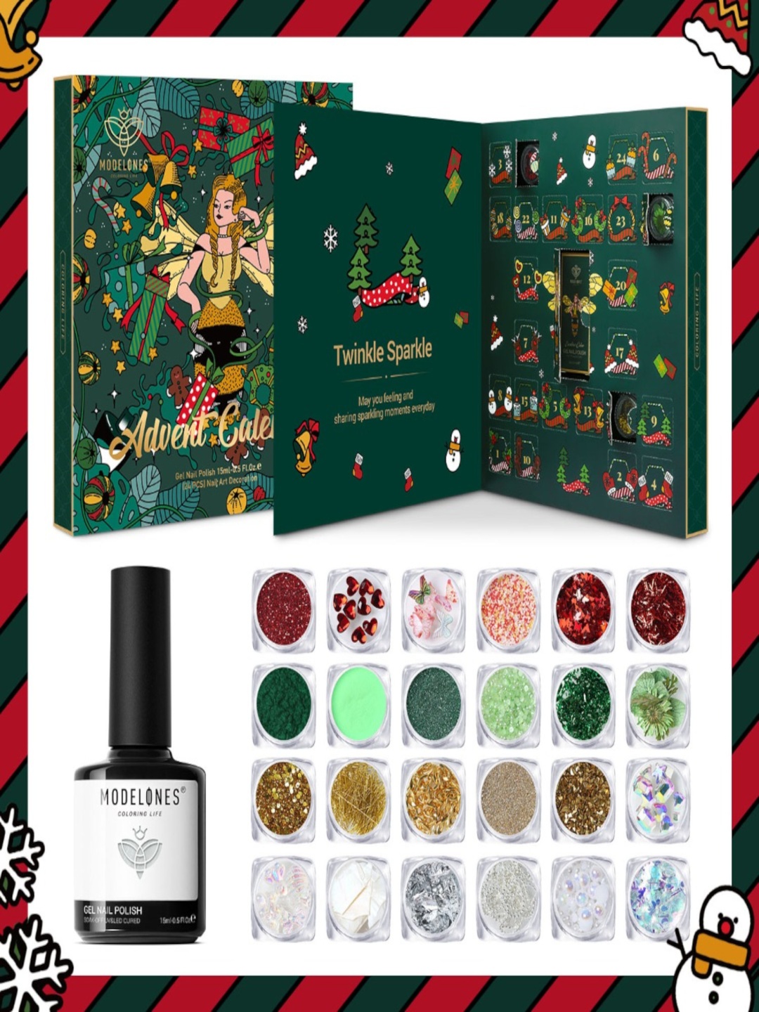 

Modelones 24 pcs Nail Art Decorations 15 ml, Multi