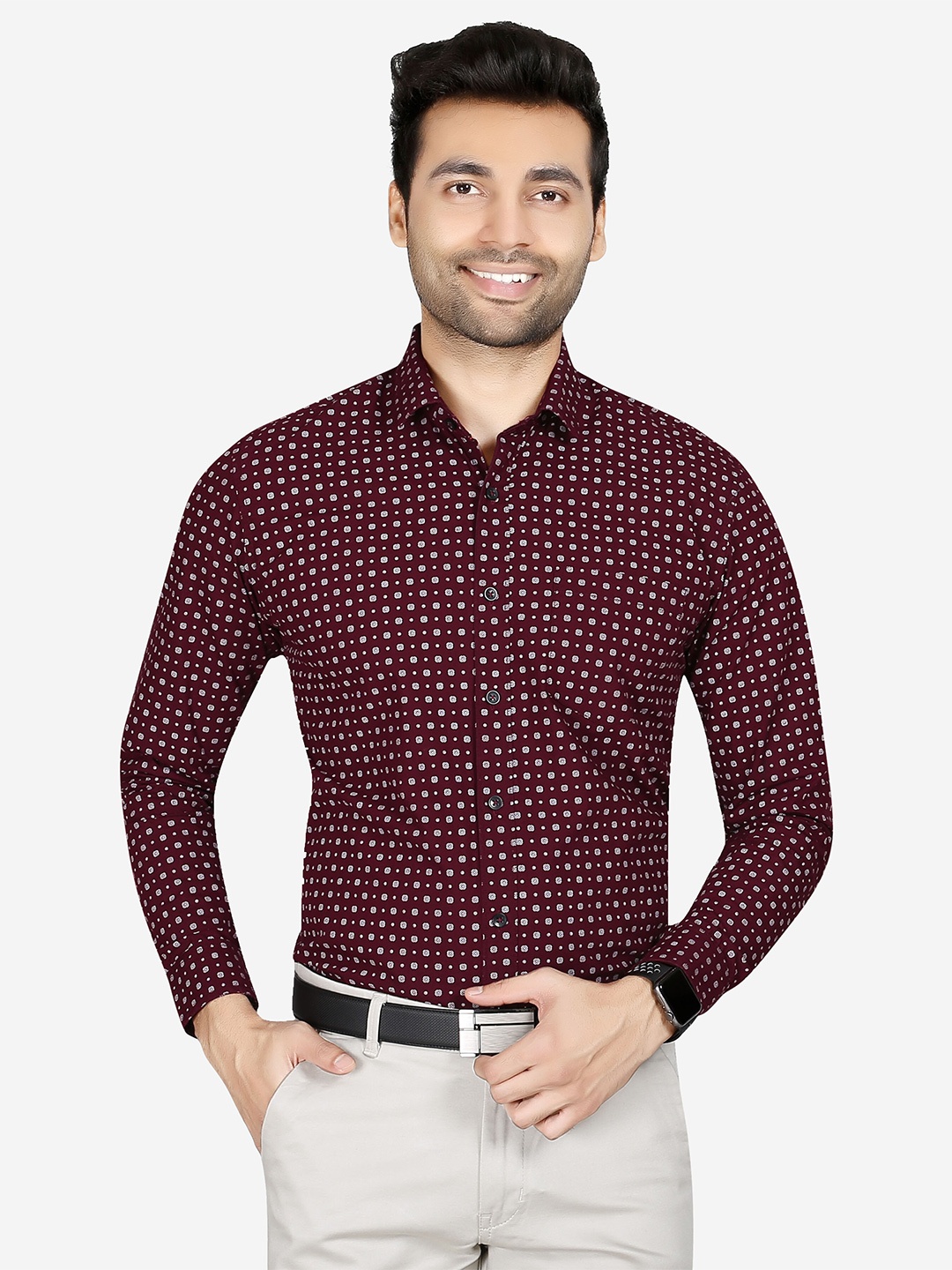 

5TH ANFOLD Men Maroon Slim Fit Printed Casual Shirt