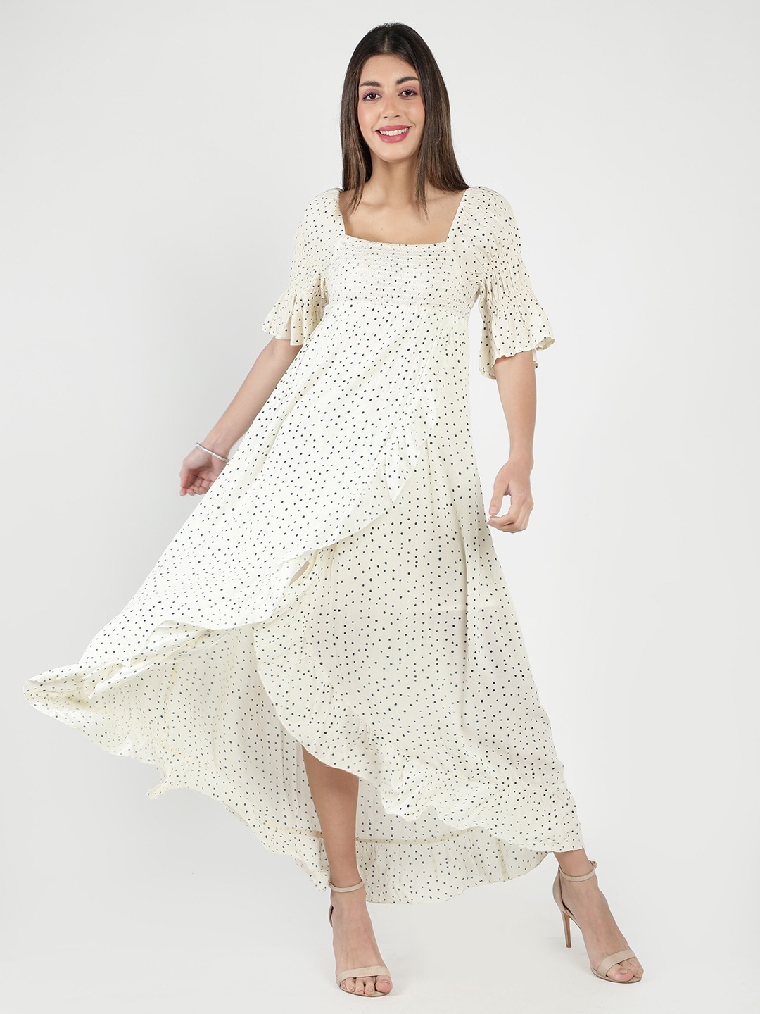 

DEBONATELLA White Crepe Maxi Dress