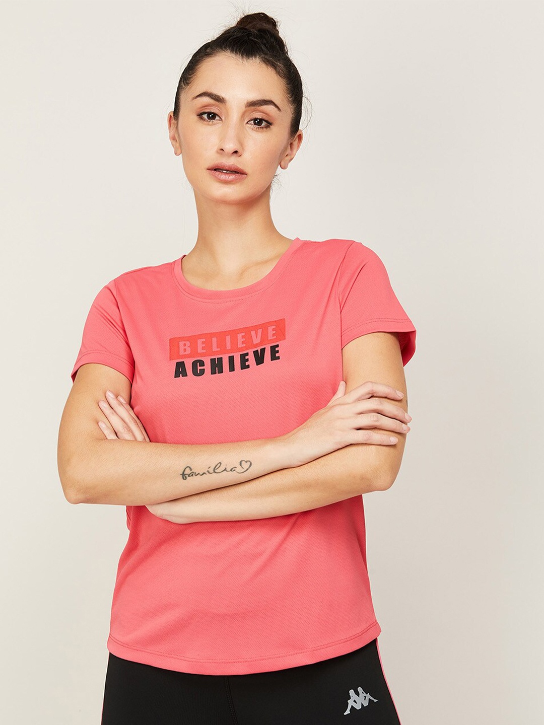

Kappa Women Red Typography Printed Cotton Sports T-shirt