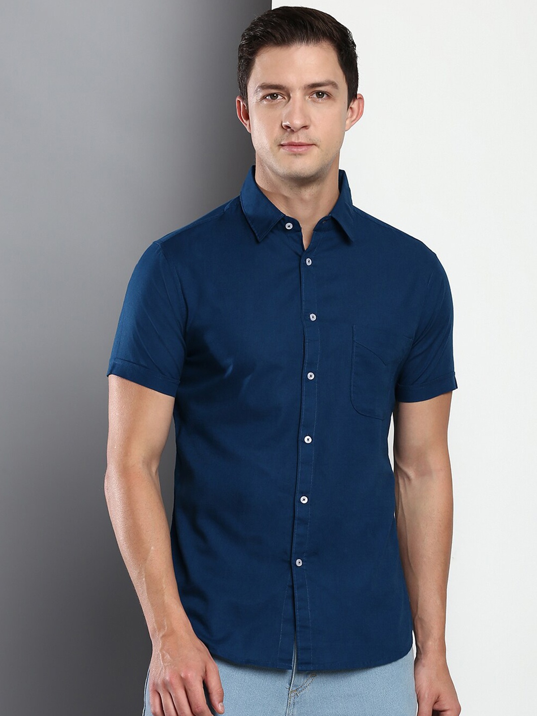

Dennis Lingo Men Blue Slim Fit 100% Cotton Casual Shirt