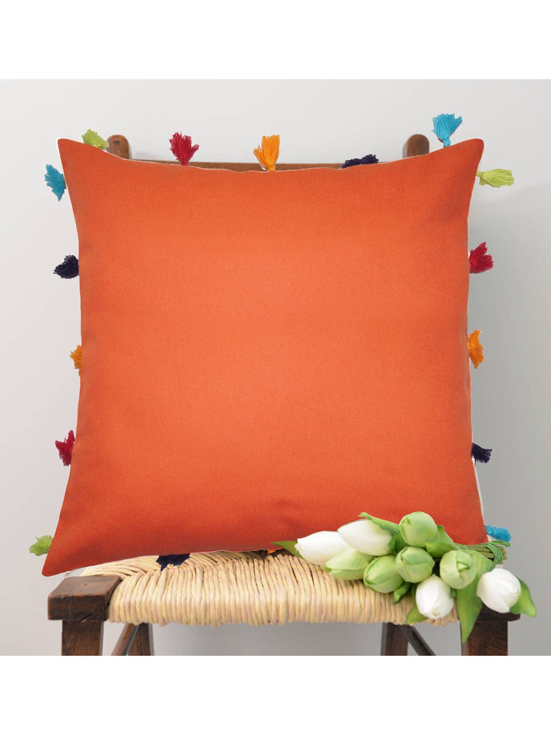 

Lushomes Copper-Toned & Blue Set of 5 Square Cushion Covers