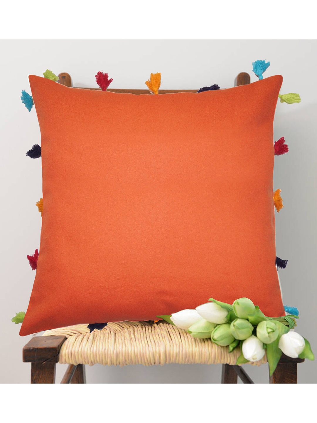 

Lushomes Copper-Toned Set of 3 Square Cushion Covers
